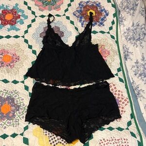 Skims Black Lace Sleepwear Set